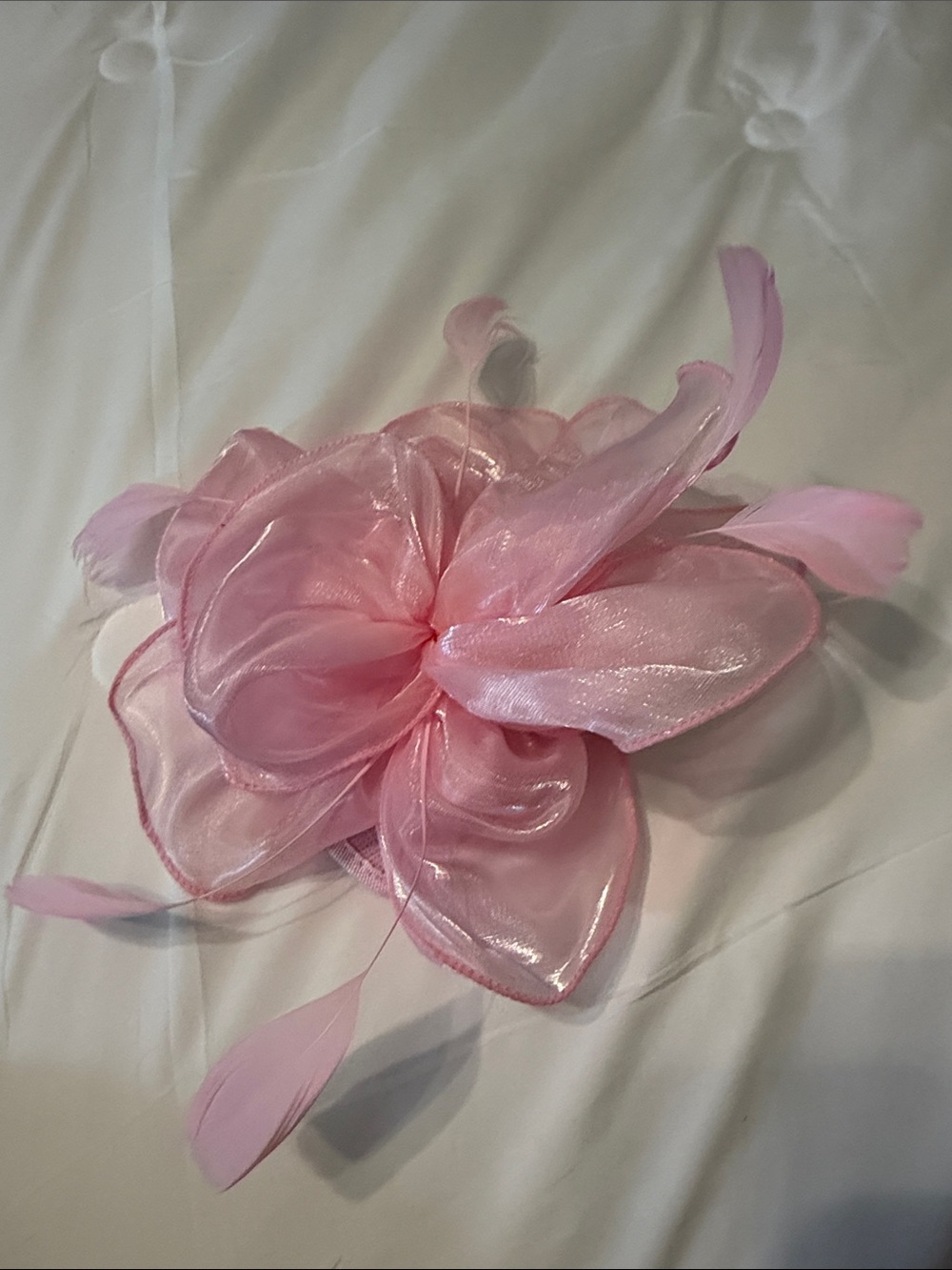 Pink Floral Organza Fascinator Headpiece